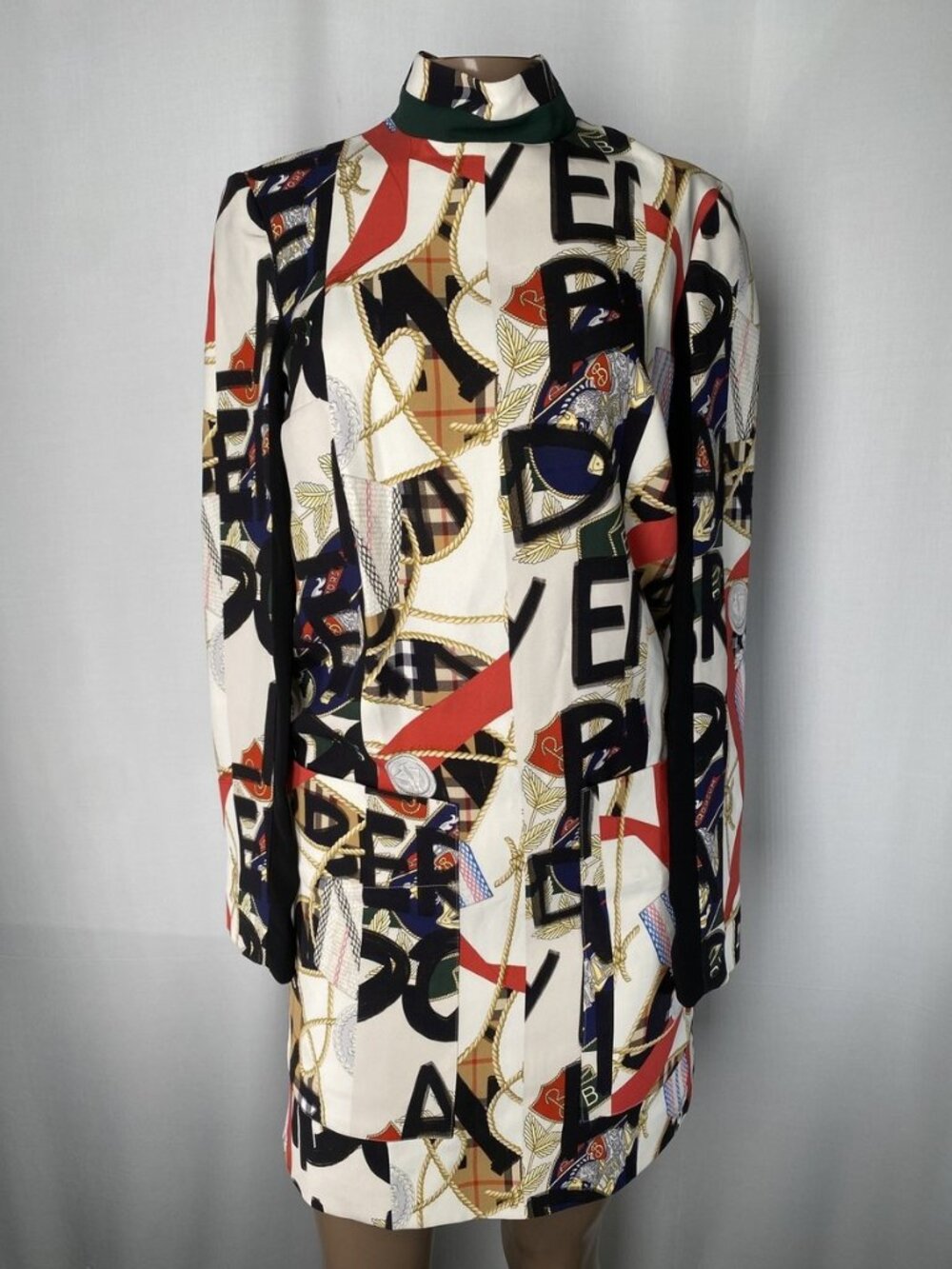 Burberry Womens Dress White Size 2 Zoya Graffiti Archive Print Silk & Wool